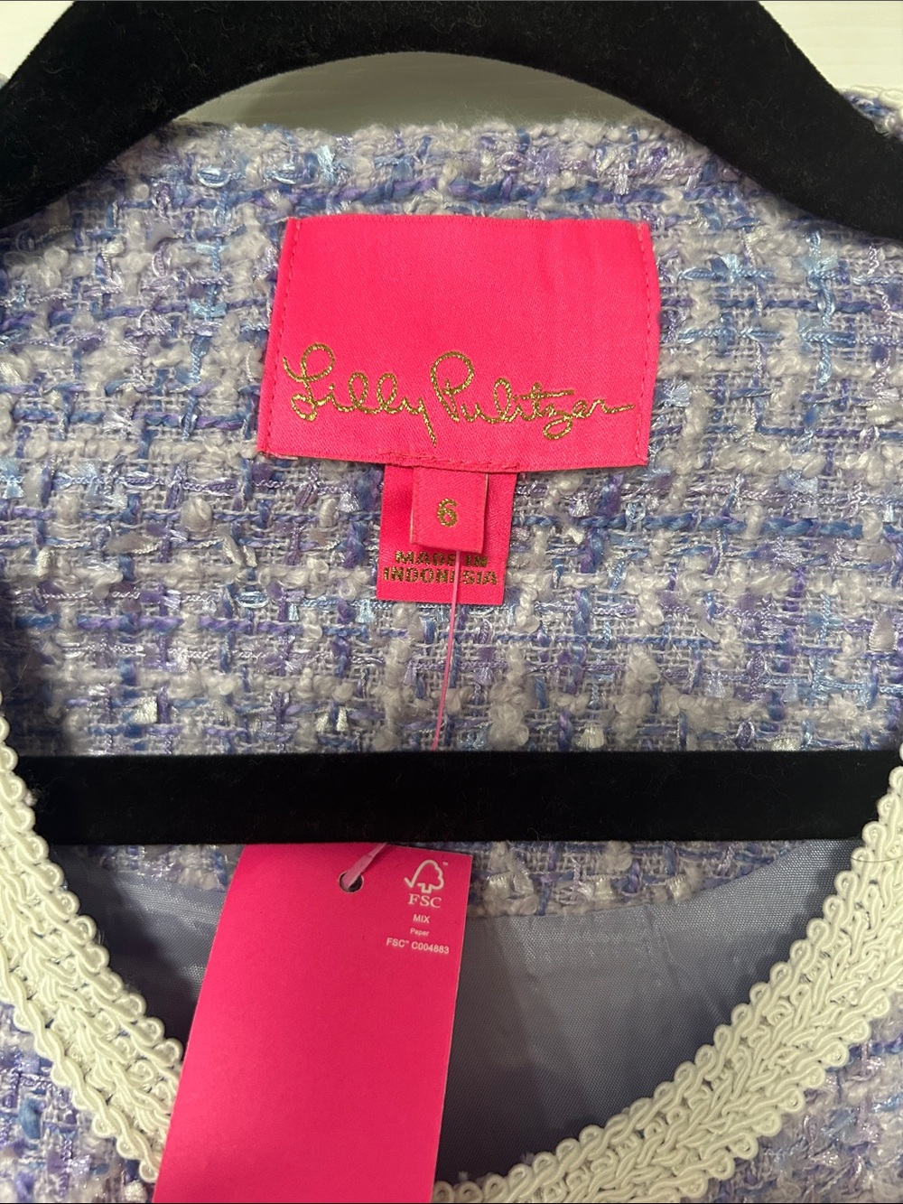 Lilly Pulitzer Jaden Jacket Lark Lilac Jacket with Ivory Trim - Picture 2 of 7